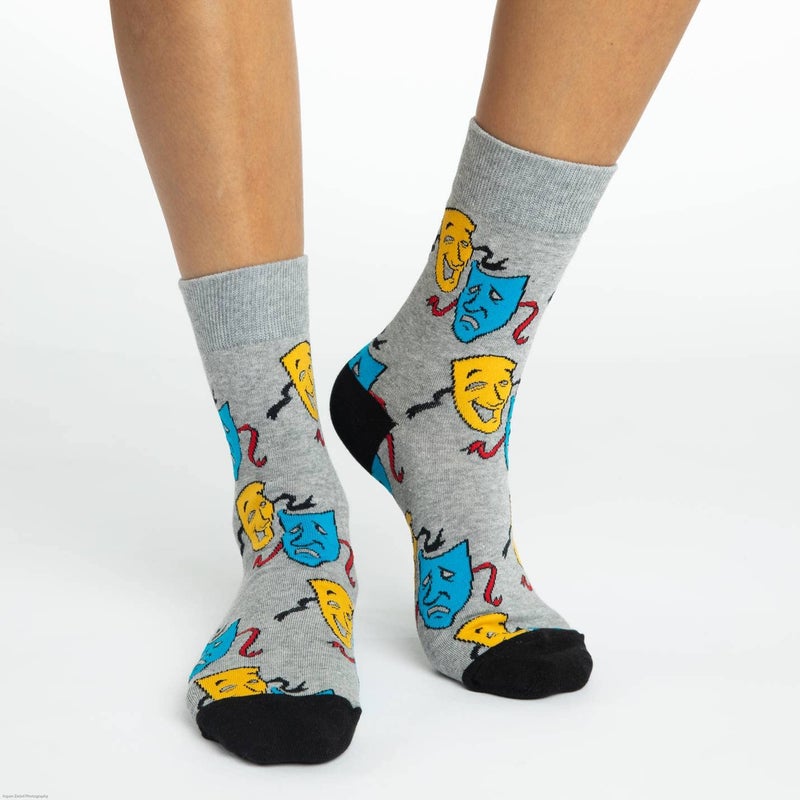 Good Luck Sock Women's Drama Theatre Comedy and Tragedy Masks Socks, Adult, Shoe Size 5-9 - Image 2